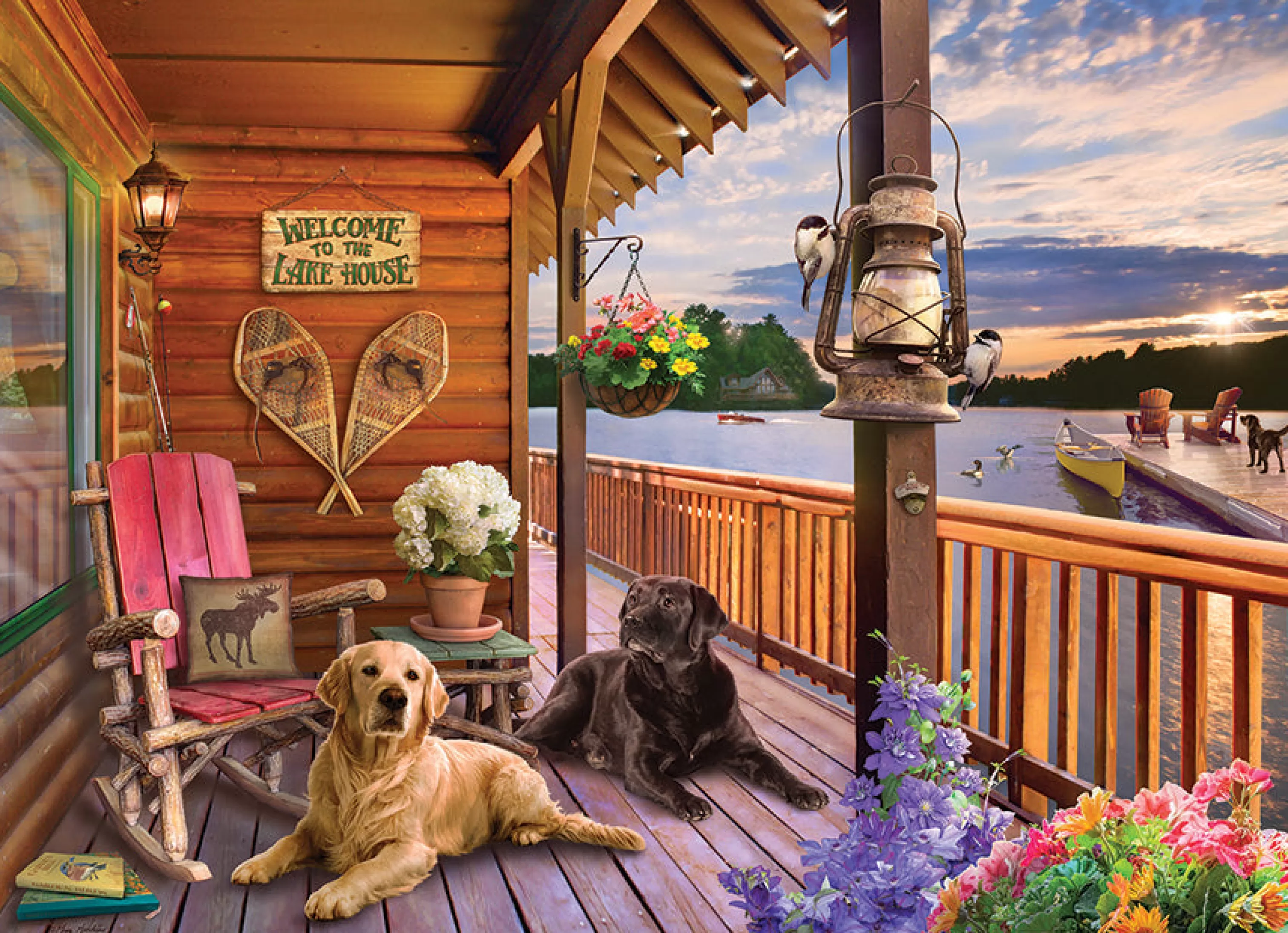 Flowers | Gardens^Cobble Hill Puzzles Welcome To The Lake House | 1000 Piece