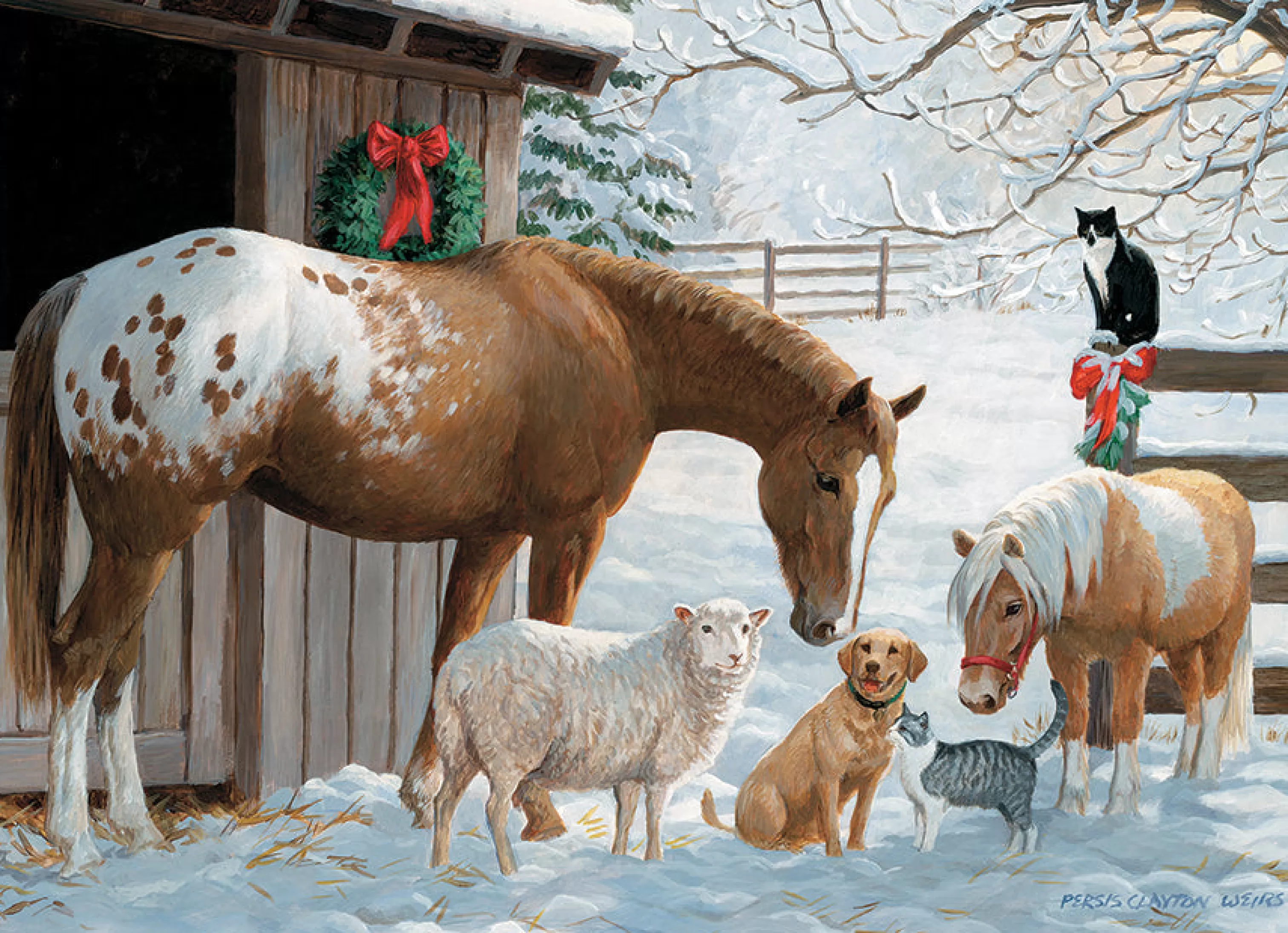 Horses^Cobble Hill Puzzles Winter Barnyard (Family) | Family Pieces 350