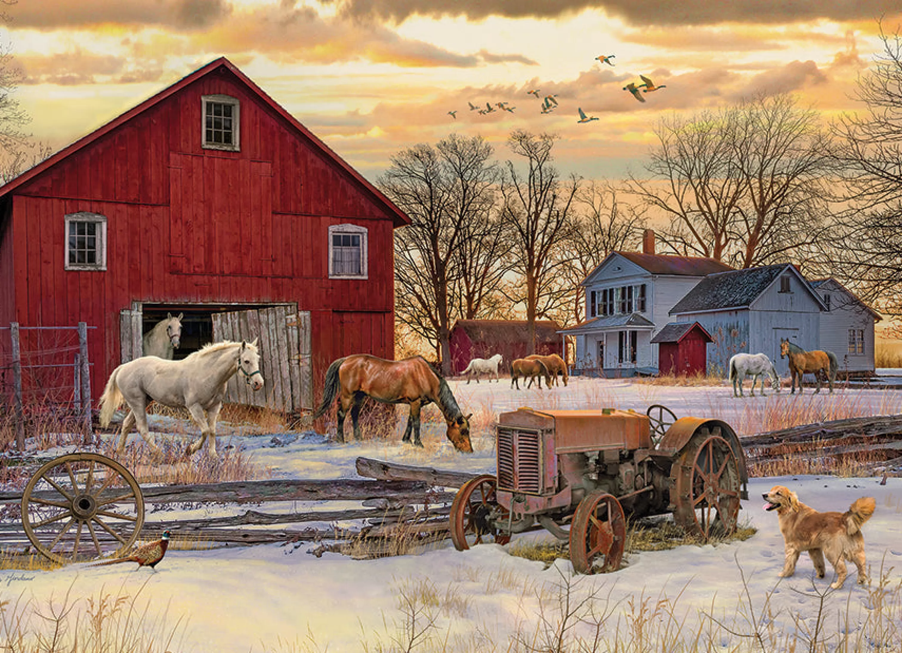 Horses^Cobble Hill Puzzles Winter On The Farm | 1000 Piece